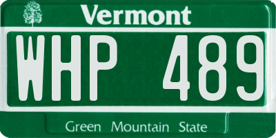 VT license plate WHP489
