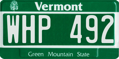VT license plate WHP492