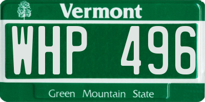 VT license plate WHP496