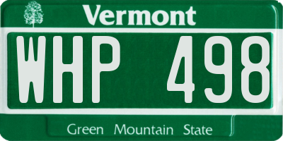 VT license plate WHP498