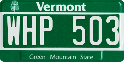 VT license plate WHP503