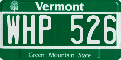 VT license plate WHP526