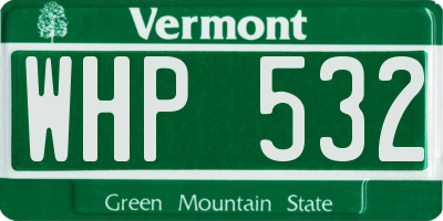 VT license plate WHP532