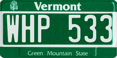 VT license plate WHP533