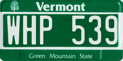 VT license plate WHP539