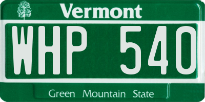 VT license plate WHP540