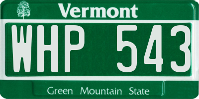 VT license plate WHP543