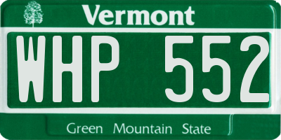 VT license plate WHP552