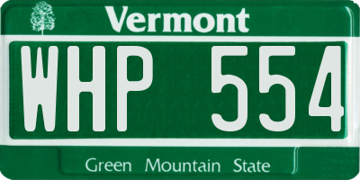 VT license plate WHP554