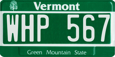 VT license plate WHP567