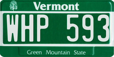 VT license plate WHP593