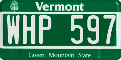 VT license plate WHP597
