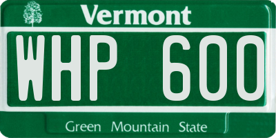 VT license plate WHP600