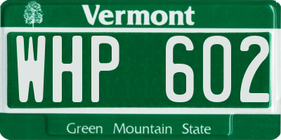VT license plate WHP602