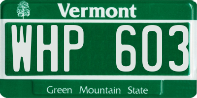 VT license plate WHP603