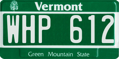 VT license plate WHP612
