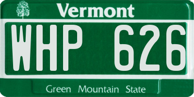 VT license plate WHP626