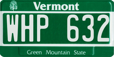 VT license plate WHP632