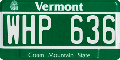 VT license plate WHP636
