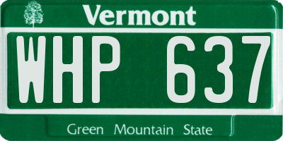 VT license plate WHP637
