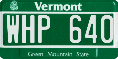 VT license plate WHP640