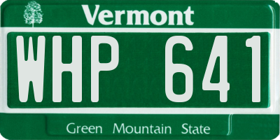 VT license plate WHP641