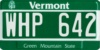 VT license plate WHP642
