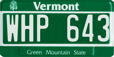 VT license plate WHP643