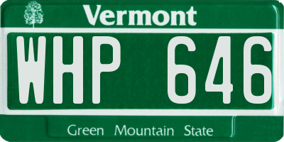 VT license plate WHP646