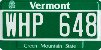 VT license plate WHP648