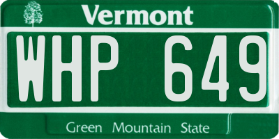VT license plate WHP649