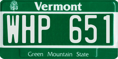 VT license plate WHP651