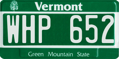 VT license plate WHP652