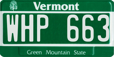 VT license plate WHP663