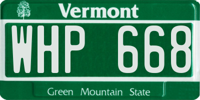 VT license plate WHP668