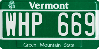 VT license plate WHP669