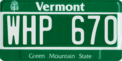 VT license plate WHP670