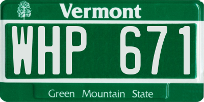 VT license plate WHP671