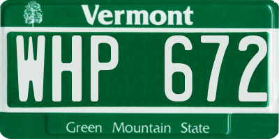 VT license plate WHP672
