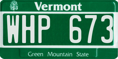 VT license plate WHP673