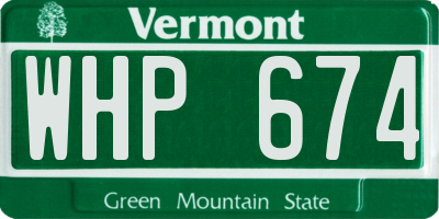 VT license plate WHP674