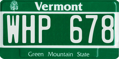 VT license plate WHP678