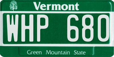 VT license plate WHP680