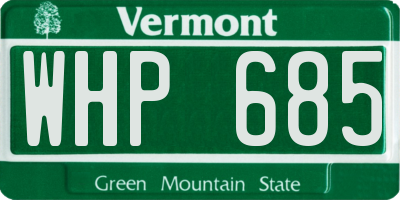 VT license plate WHP685