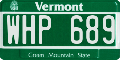 VT license plate WHP689
