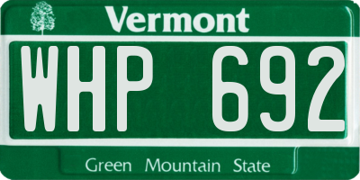 VT license plate WHP692