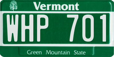 VT license plate WHP701