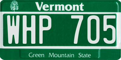 VT license plate WHP705