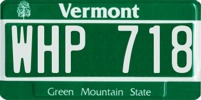 VT license plate WHP718