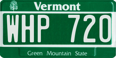 VT license plate WHP720